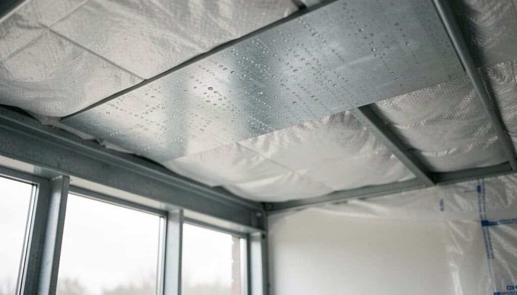 Condensation sous un bac acier : causes et solutions