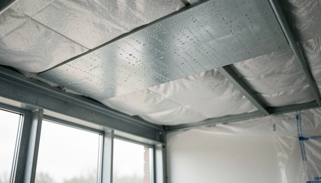 Condensation sous un bac acier : causes et solutions